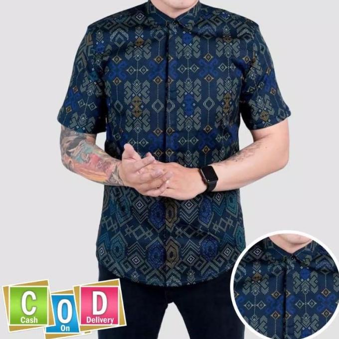 pakaian pria kameja batik songket pria Lengan pendek cotton strecth OR