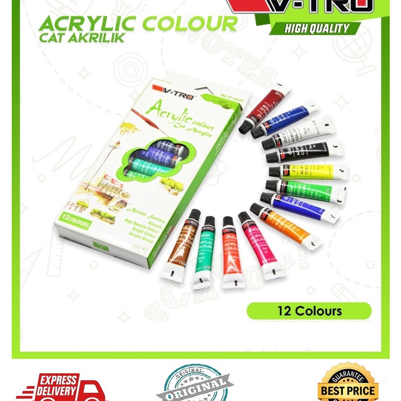 

Promo V-TRO CAT ACRYLIC 12 WARNA / CAT ACRYLIC MURAH / CAT KANVAS Best