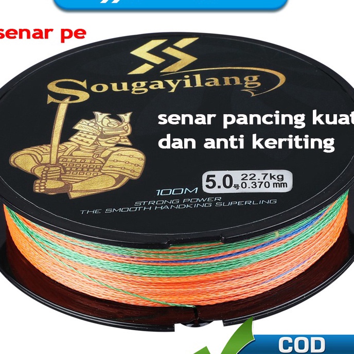 HOT SALE senar pe 4 Colors 100M PE Fishing line Senar Pancing 4 Braided Fishing Line 12LB-40LB senar