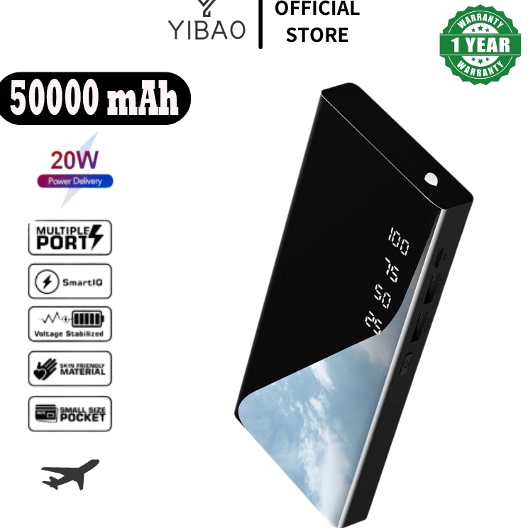 TERMURAH YIBAO Powerbank 50000 mah Digital Display Fast Charging