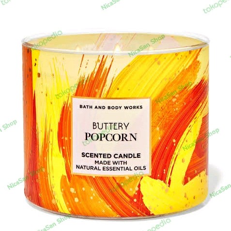 ✅Ready Bath  Body Works Buttery Popcorn 3 Wick Candle Lilin Aromaterapi Berkualitas