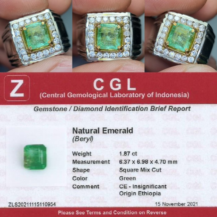 ✨Termurah Natural Hq Batu Jamrud Emerald Beryl Ethiopia Insignificant 1.87 Cts Bisa Gojek