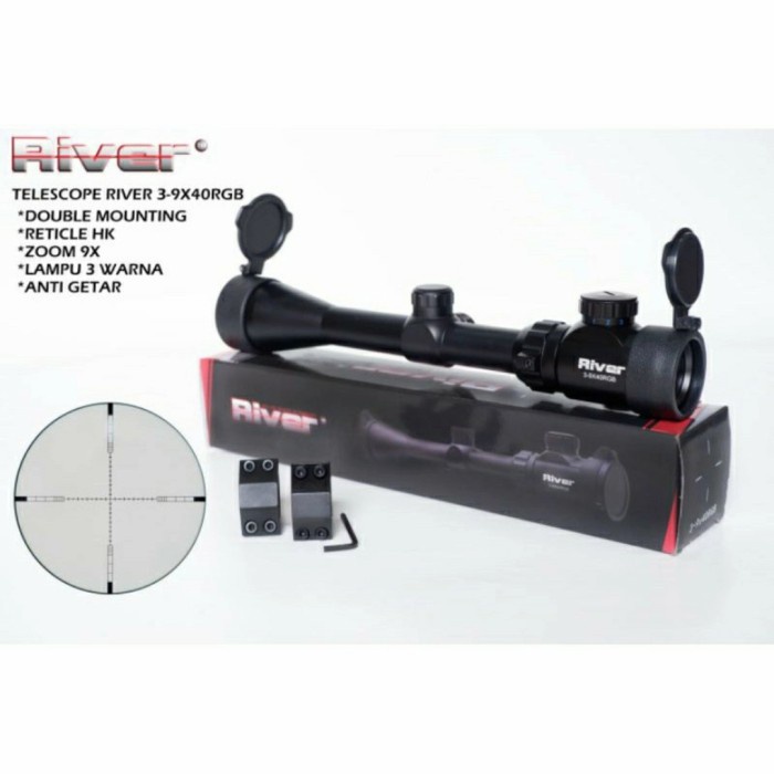 Promo Teleskop River 3-9X40 Rgb Hk Tutup Flip Terbaru
