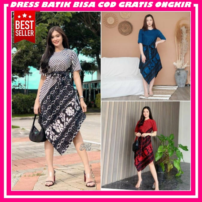 Tunik Baju Batik Wanita Modern Kantor Elegan Bju Christmas Gaun Chrismast Dress Korean Style Import 