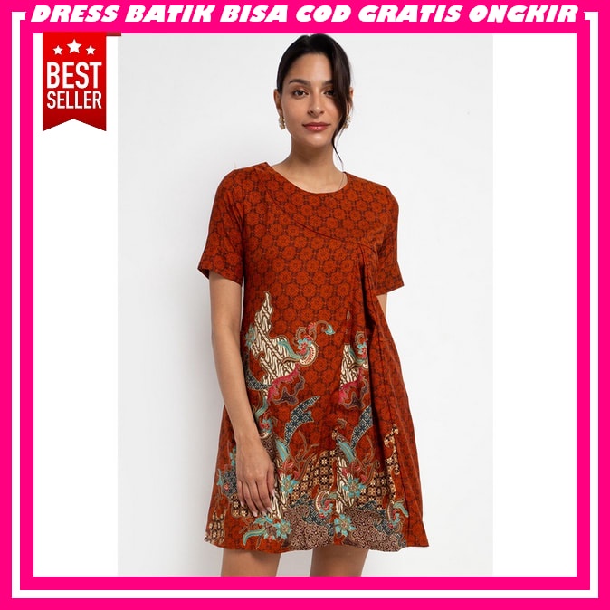 Dress Pesta Wanita Elegan Party Dres Dreas Natal Bathiek Gahun Greja Batik Jumputan Solo Tunik Pakai