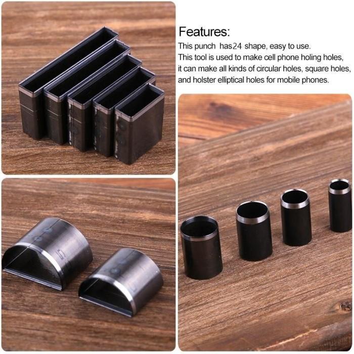 

24 Pcs Alat Pembolong Kulit Handmade Diy Bahan Baja Dies Plong Punch