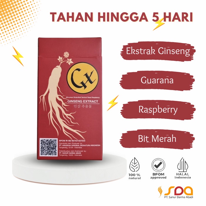 Terlaris [PAKET 3 BOX] GX Minuman Ginseng Extract Raspberry - Penambah Stamina SALE