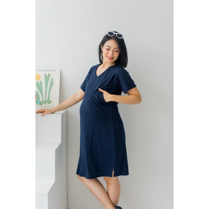 MATERNEL Dress hamil busui kantor Basic - bahan kaos premium