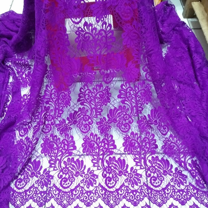 [Ori] Brokat Semi Prancis Bahan Katun Warna Ungu Bisa Sameday