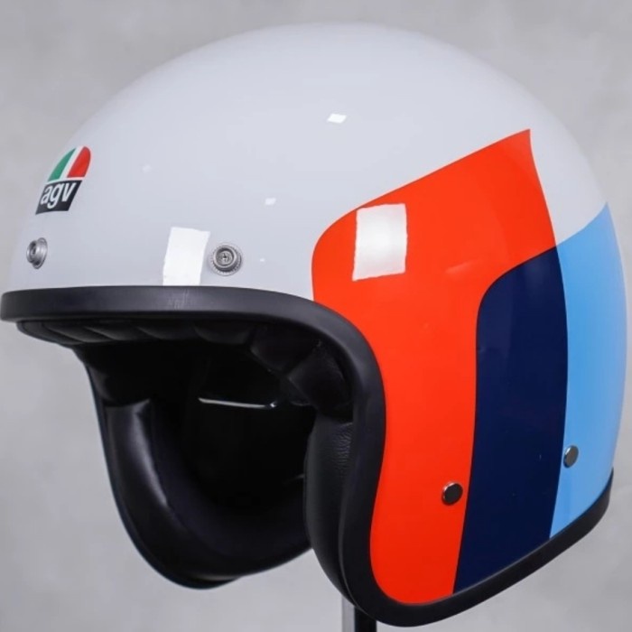 [New Ori] Helm Retro Agv Vela White Blue Red  Helm Retro Vintage  Original Agv Berkualitas