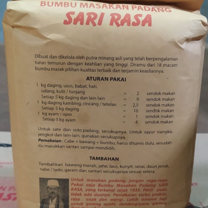 

Bumbu Masakan Padang Sari Rasa 1Kg - Bumbu Kering Instant - Bumbu Rendang - Bumbu Gulai - Bumbu