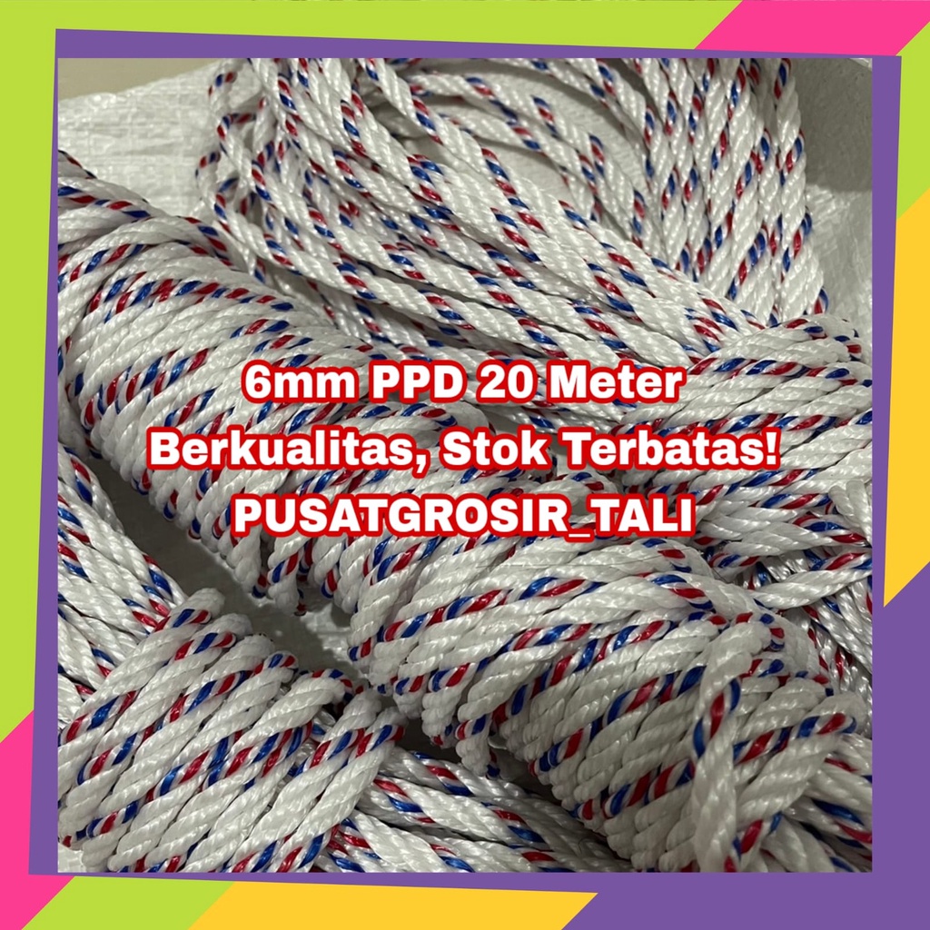 

Tali 6Mm 40 Meter / 50 Meter / Tali Proyek / Tali Gikat Truk
