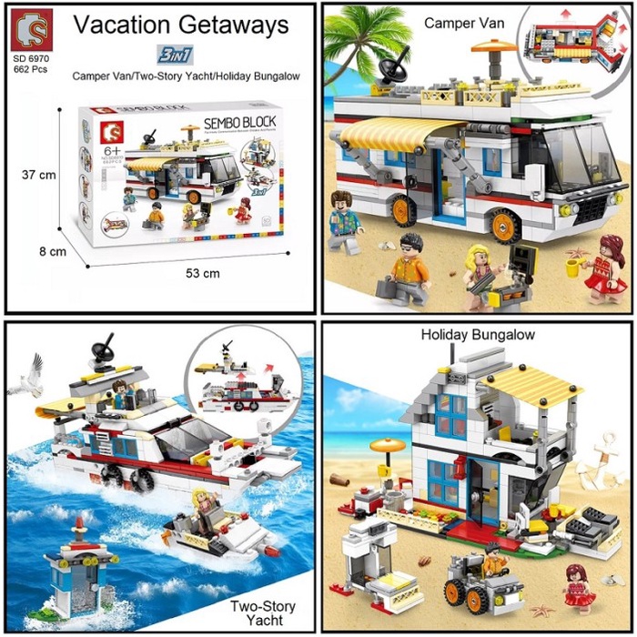 ✅COD Brick Sembo Block Sd 6970 Vacation Getaways Camper Van-Yach-Bungalow Bisa Sameday