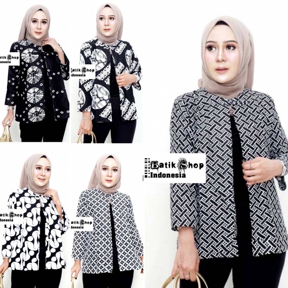 Bolero Monochrome Monokrom Batik 2in1 Modern Seragam Kantor Cantik Baru Casual Santai Kerja [ART.  G