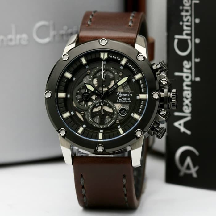 ✅Ori Jam Tangan Pria Alexandre Christie Ac6416 / Ac 6416 Silver Black Brown Bisa Gojek