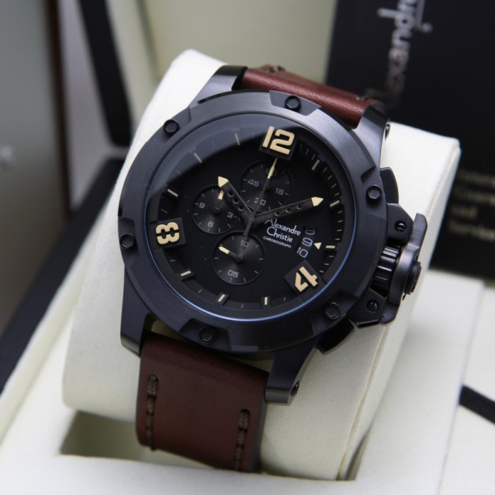 ✅Sale Jam Tangan Pria Alexandre Christie Ac 6295 Ac6295 Black Brown Original Limited