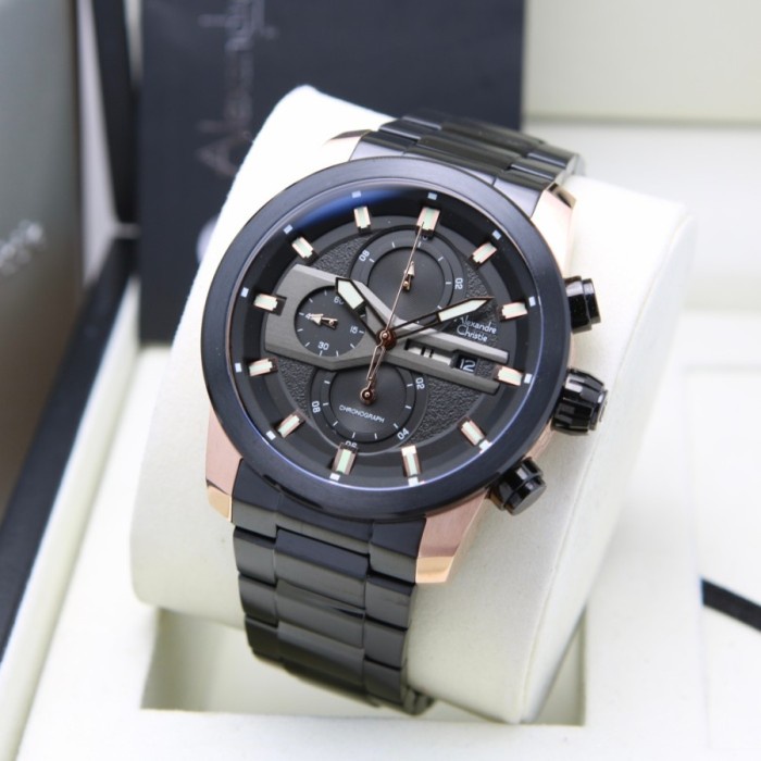 ✅Termurah Alexandre Christie 6559 Mc Black Rosegold Pria Original Garansi Limited