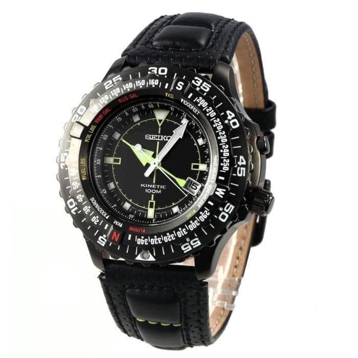 ✅Sale Jam Tangan Seiko Ska425P1 Kinetic Full Black Leather Strap Bisa Sameday