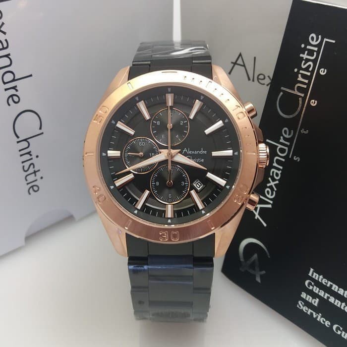 ✅Ready Jam Tangan Pria Alexandre Christie Ac6525 / Ac 6525 Rosegold Black Ori Limited