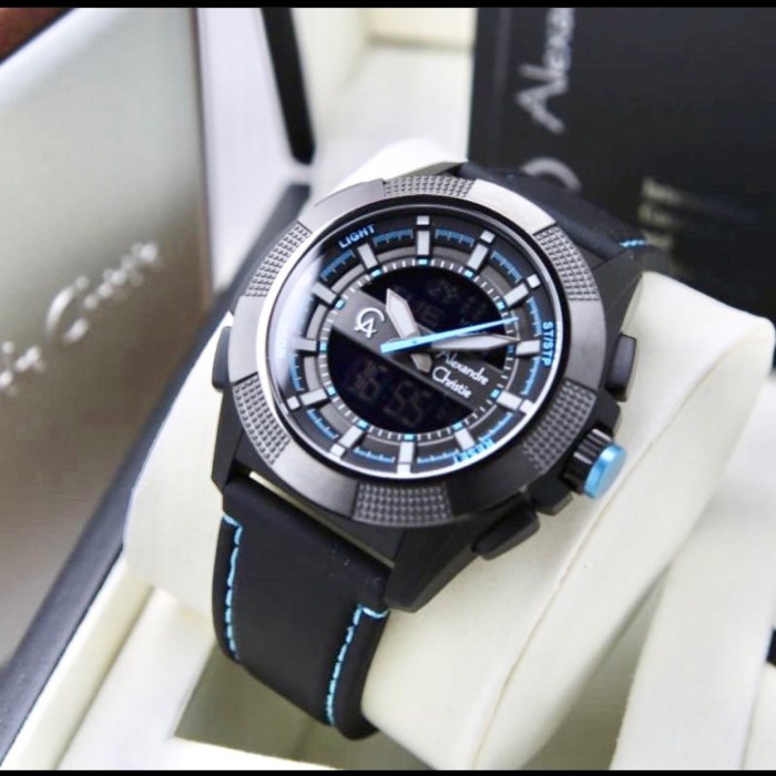 ✅Sale Jam Tangan Pria Alexandre Christie Ac9374 Ac 9374 Black List Blue Diskon