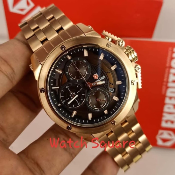 ✅Original Jam Tangan Pria Expedition Original Chronograph E6748 Gold Black Bisa Gojek