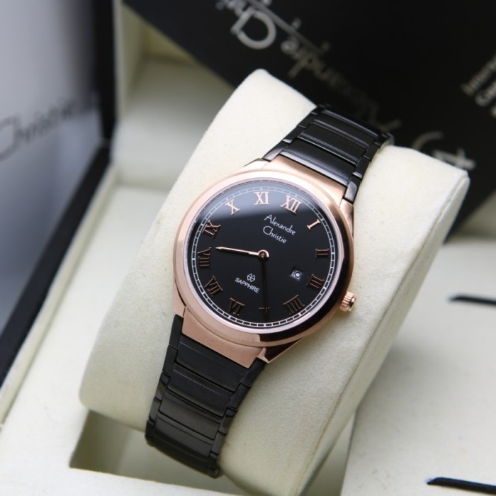 ✅Baru Alexandre Christie Ac 8538 Sapphire Rosegold Black Wanita. Original Bisa Sameday