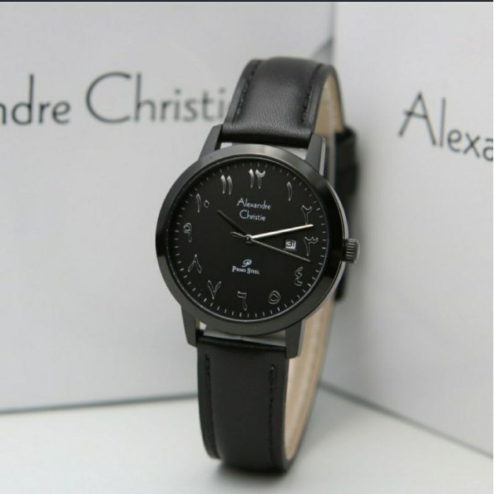 ✅New Ori Jam Tangan Wanita Alexandre Christie Ac1024Ld Cewek Full Black Kulit Terbatas