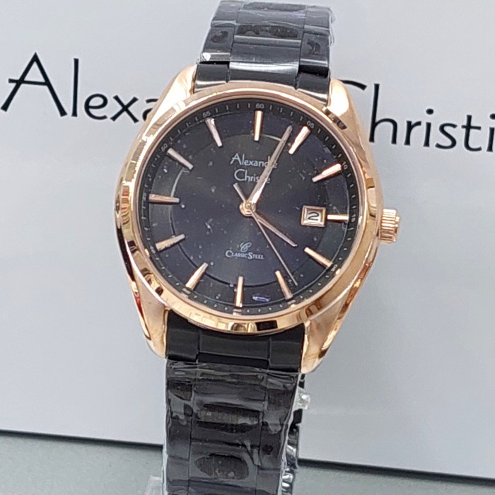 ✅Baru Alexandre Christie Ac8648 Ac 8648 Black Rosegold Jam Wanita Original Terbaru