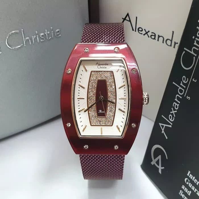 ✅Baru Alexandre Christie Ac2729 Ac 2729 Wanita Sands Strap Red Terbaru