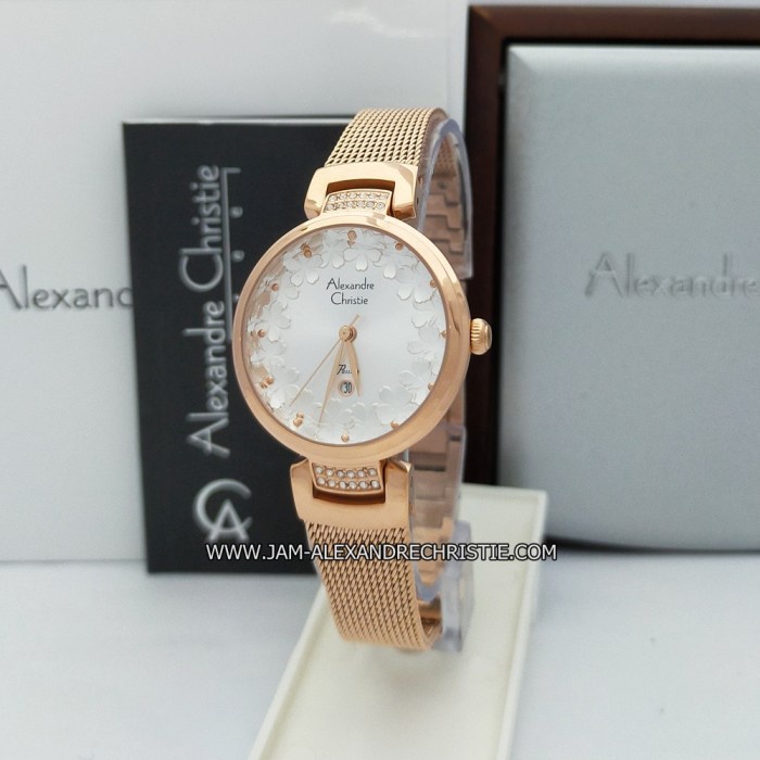 ✅Baru Jam Tangan Wanita Alexandre Christie Ac 2756 Ld Frgwh Rosegold White Bisa Gojek