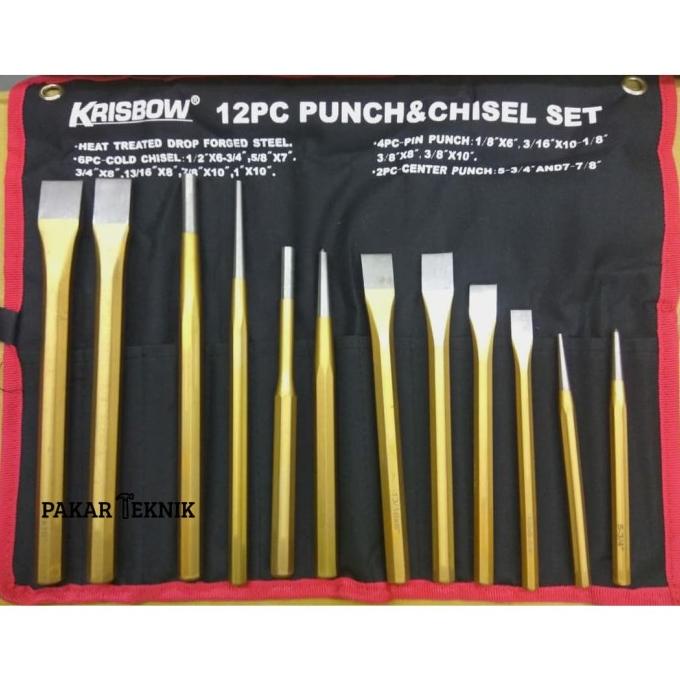 Krisbow Punch and Chisel Set 12 pcs / Alat Pahat Besi