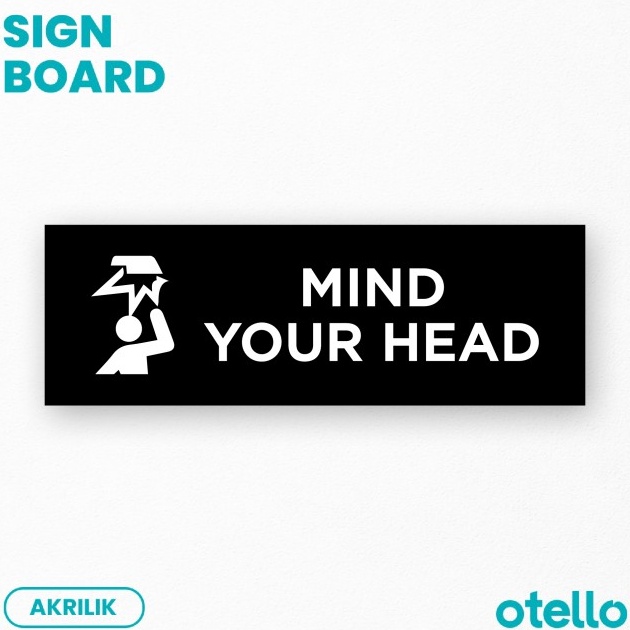 

Mind Your Head Sign Board Label Tempel Akrilik Print Papan Nama Ruang - Dasar Hitam, 24 x 8 cm ➤bhi»