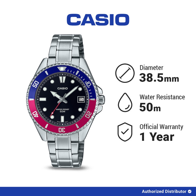 [READY INSTANT] Casio Jam Tangan Pria MDV-10D-1A3VDF Original Analog Silver