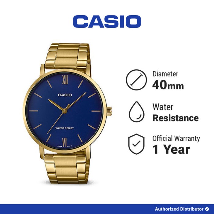 [READY INSTANT] Casio Jam Tangan Original Pria MTP-VT01G-2B2UDF Analog Gold