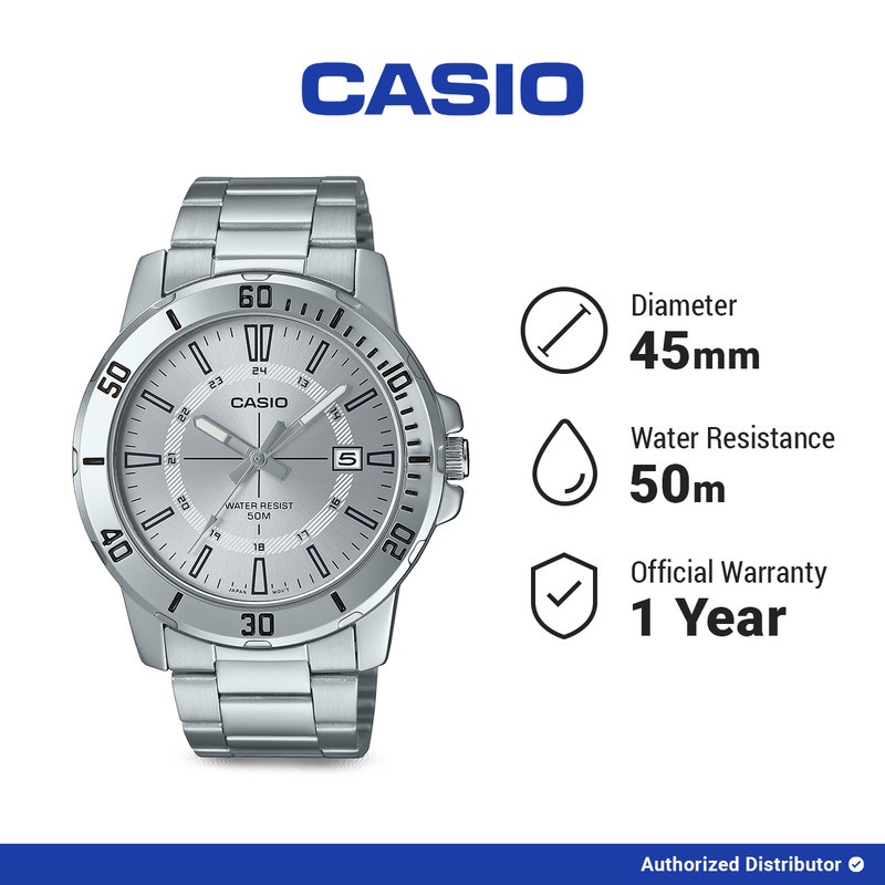 [READY INSTANT] Casio Jam Tangan Pria MTP-VD01D-7CVUDF Original Analog Silver