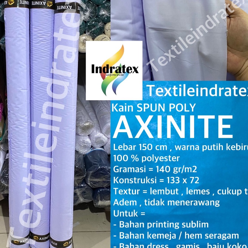 (I14➤] ( per 1 yard / 90 cm) Kain putih SPUN POLY AXINITE polyester tetoron katun TC Lebar 150 bahan