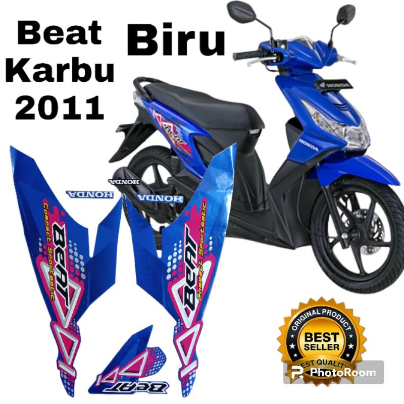 striping stiker honda beat karbu 2011 biru, lis body motor beat 2011 biru