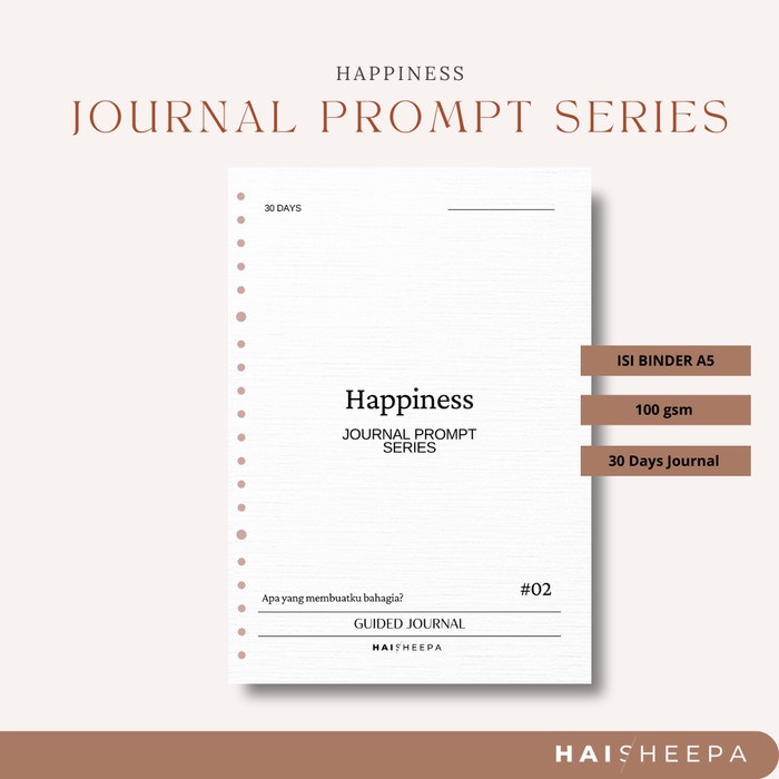 

Workbook, Happiness - Journal Prompt Series - Hai Sheepa