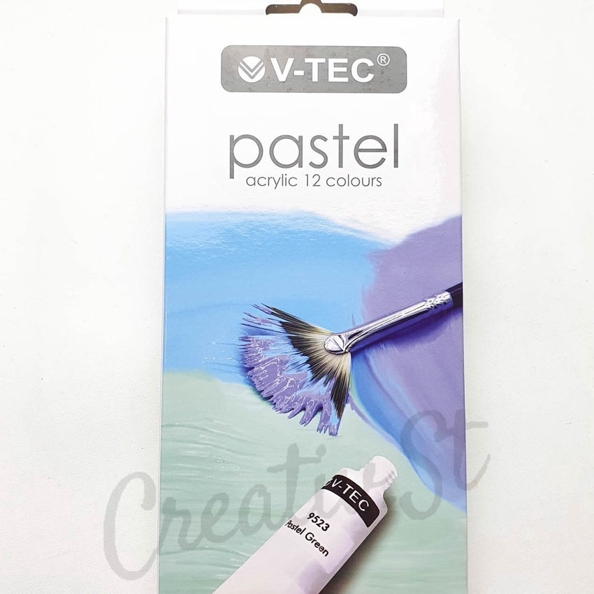 

[O23-✪] V-tec Cat Acrylic 12 Warna PASTEL Cat Akrilik Vtec Set Paint♫..!