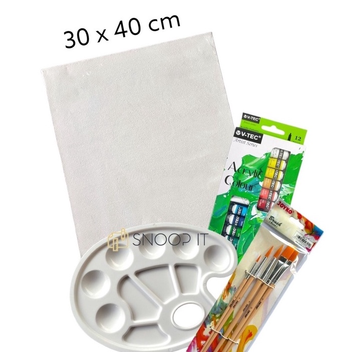

(X81-☞> Paket Melukis Lengkap Set 4 in 1Jumbo Set Kanvas 30x40 Kuas Palet dan Cat Acrylic - Set- SHSNPご.!