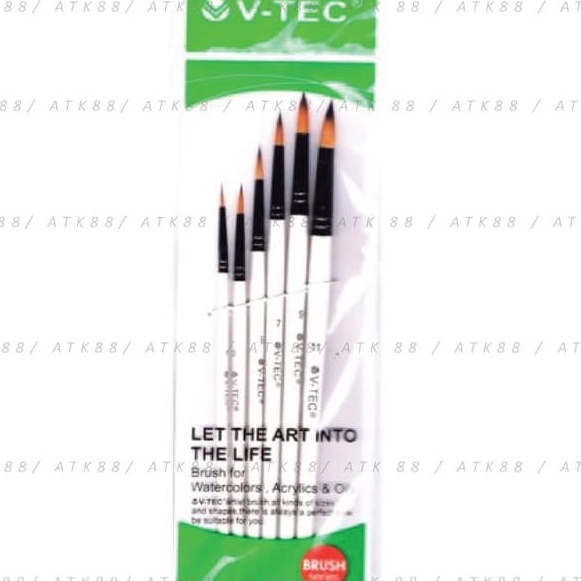 

[E90-♡> V-Tec Round Brush 0018H Set 6 / Kuas Lukis Set 6㊖.