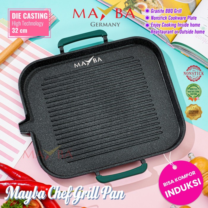TERBARU MAYBA CHEF Barberque Grill Pan Alat Pemanggang BBQ Daging sate ayam /GRILL PEN/BAKARAN