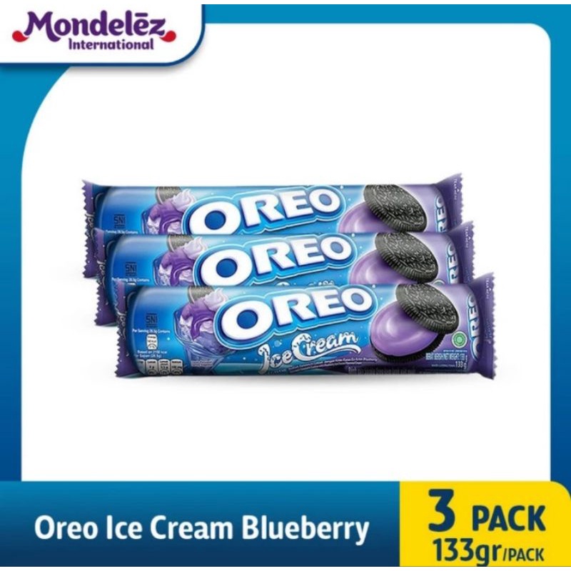 

Oreo Biskuit Krim Rasa Ice Cream Blueberry 133gr Paket 3Pc