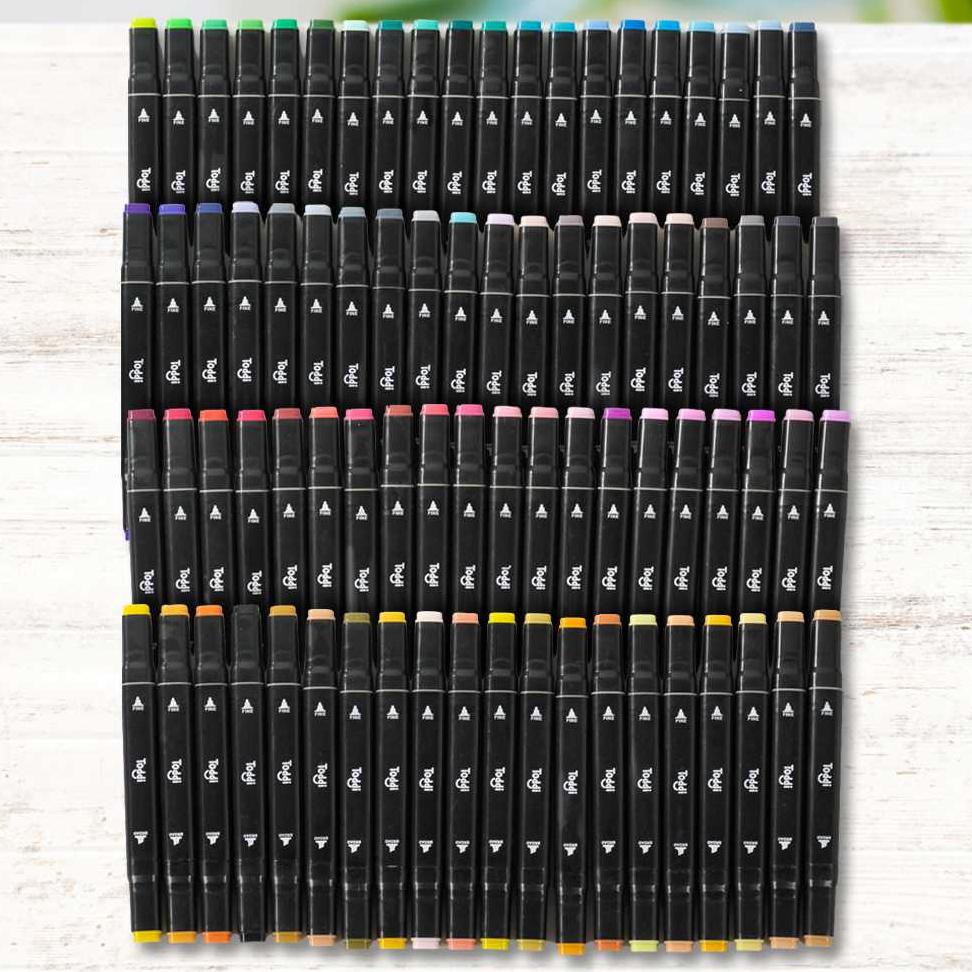 

Spidol Dual Side Fine Art Brush Pen Art Marker Set 80 Color - Hl270