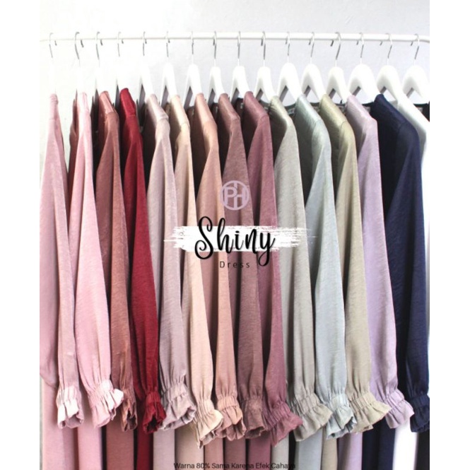 SHINY DRESS BY PELANGI HIJAB ORIGINAL TERBARU GAMIS SYAR'I SANTORINI POLOS MANSET KARET KEKINIAN / G