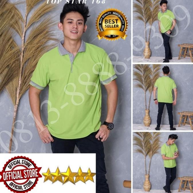 Kaos Polo Shirt Polos Hijau Stabilo/Kaos Kerah Pria/Baju Kaos Kerah