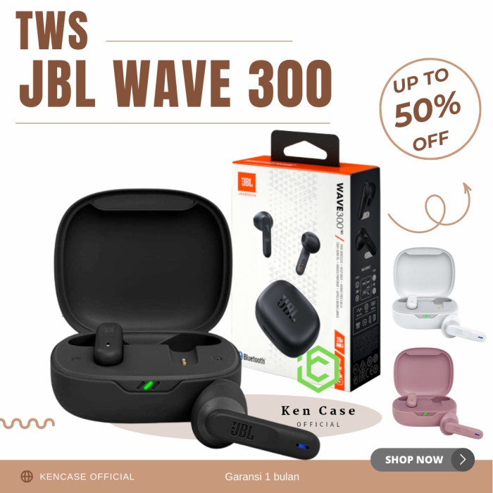 HEADSET BLUETOOTH JBL WAVE 300 EARPHONE WIRELESS PURE BASS
