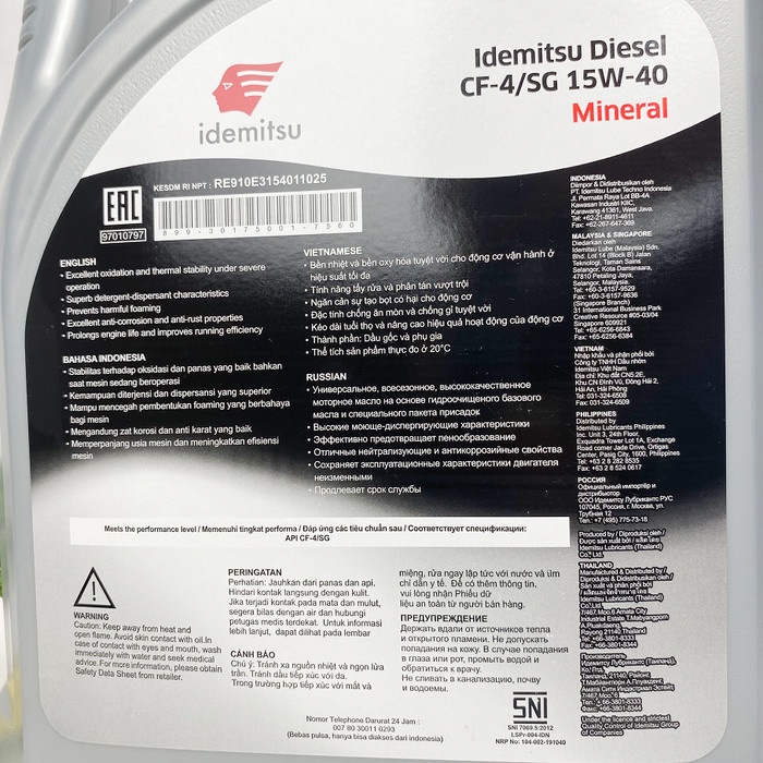 OLI IDEMITSU DIESEL 15W-40 CF-4/SG 5L GALON - OLI DIESEL IDEMITSU 15W BEST DEAL