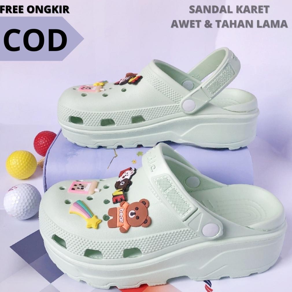 LARIS Terlaris  Sepatu Sendal Sandal Remaja Jelly fuji Wanita Import Wedges Baim crocs Platform Dewa