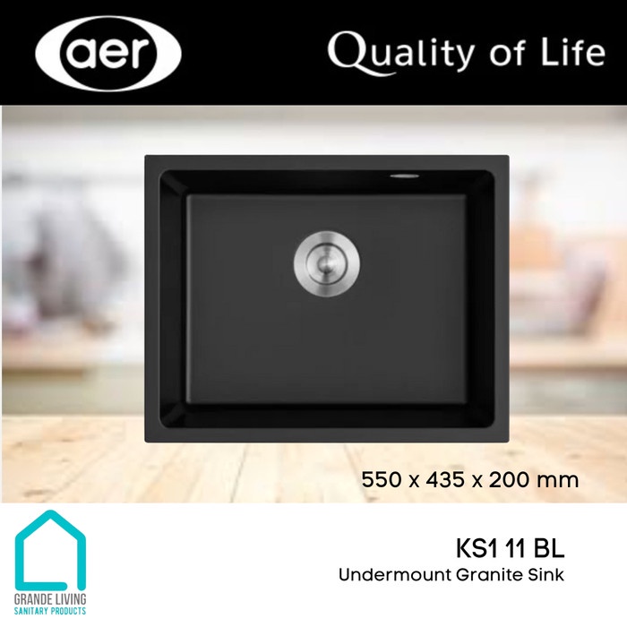 Terlaris Aer Undermount Granite Kitchen Sink Aer Ks1 11 Bl Hitam